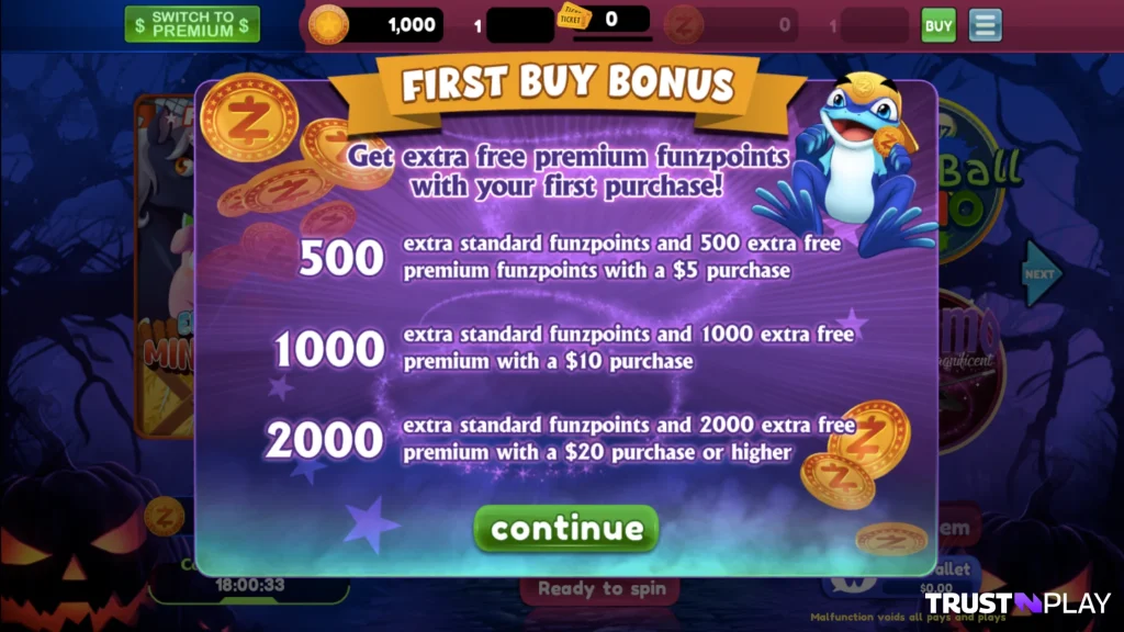 Funzpoints Casino review First purchase offers