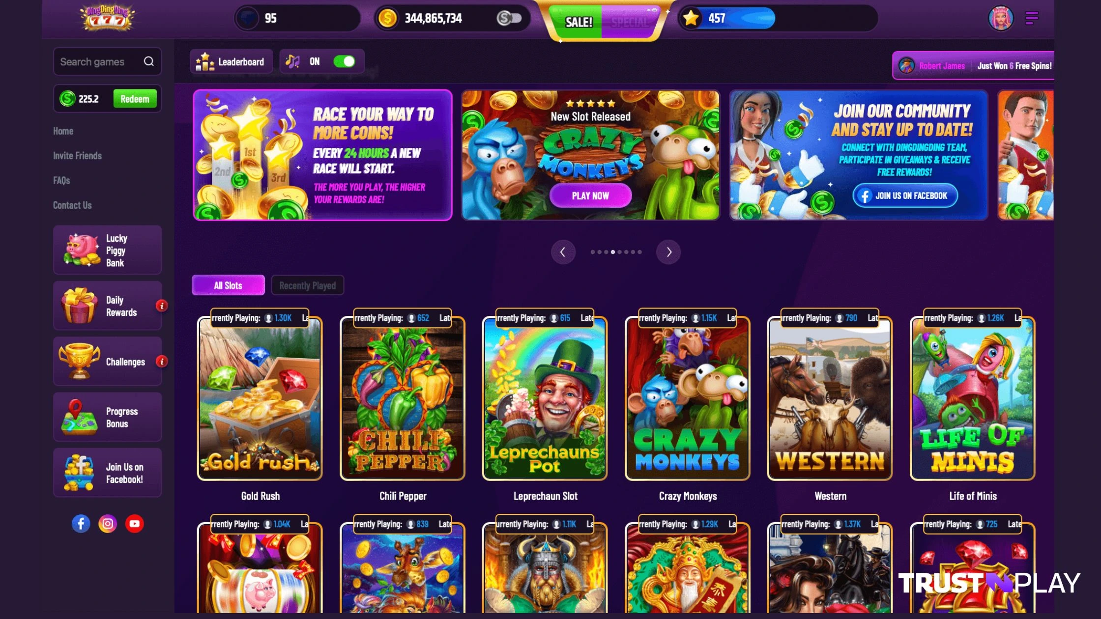 Ding Ding Ding Casino review homepage