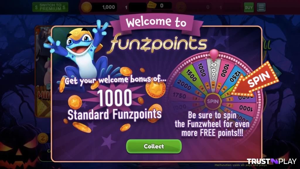 Funzpoints Casino review Welcome bonus 1000 Standard Funzpoints