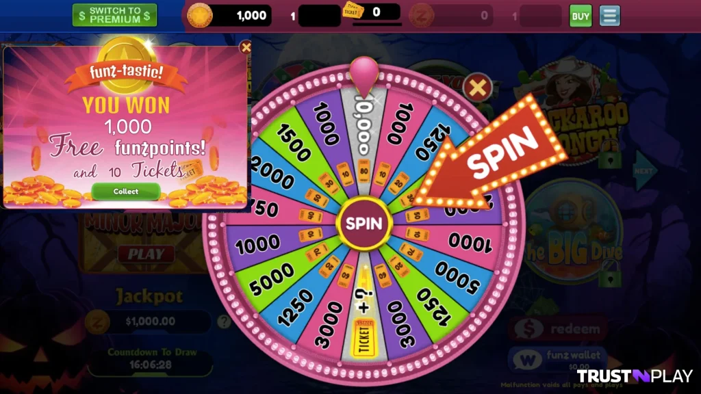 Funzpoints Casino review Spin the Wheel Daily Promotion