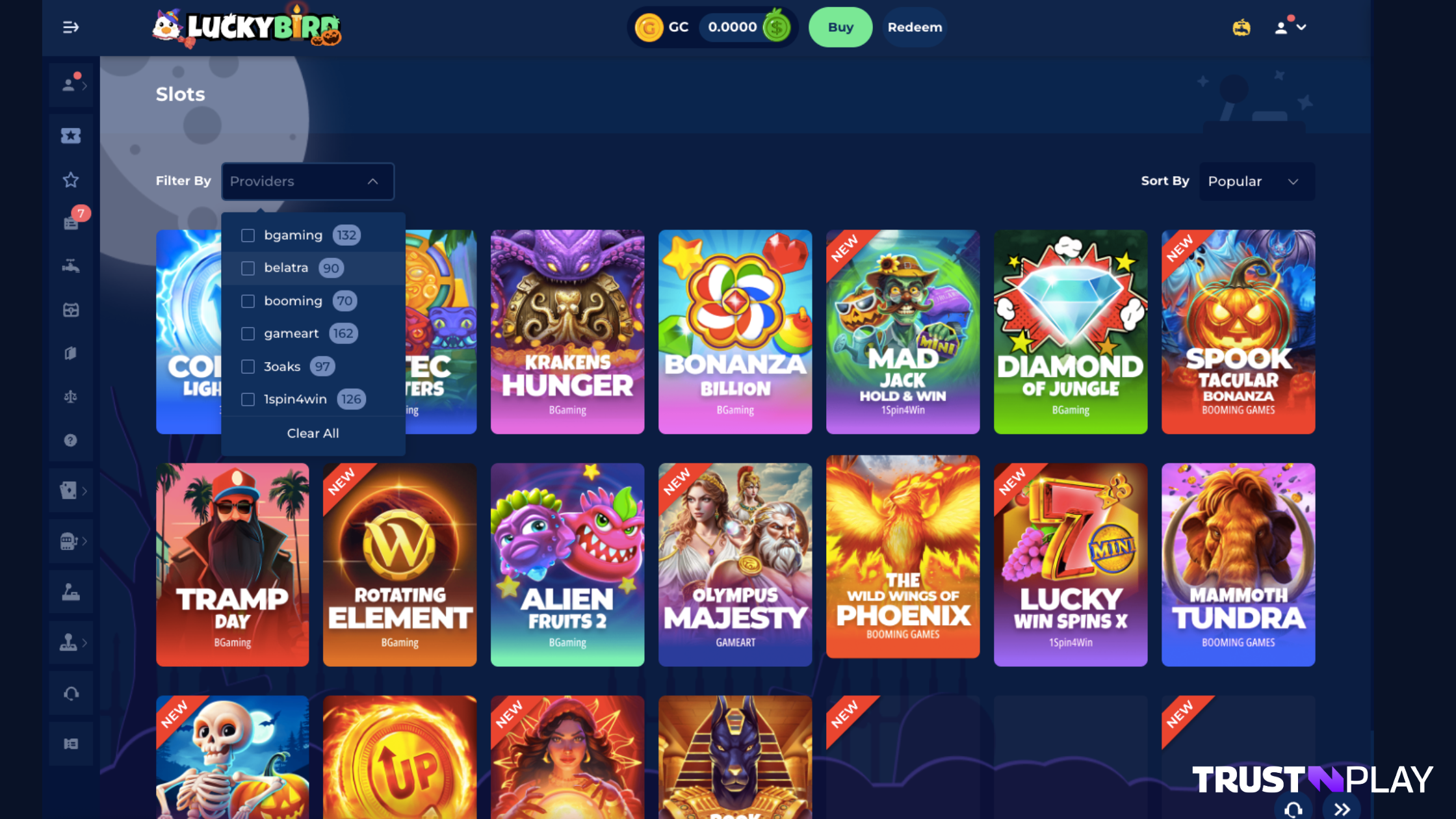 LuckyBird Casino review Games Library