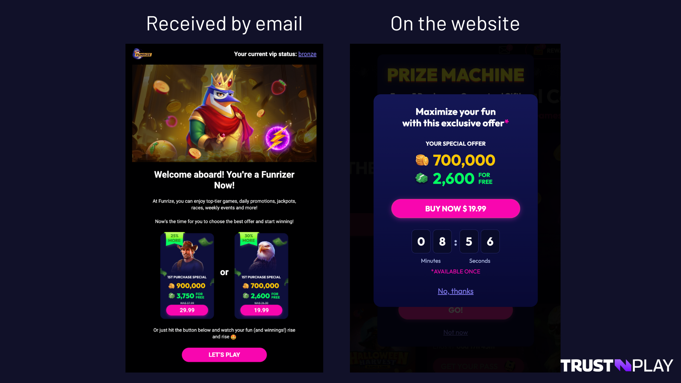 Funrize Casino review welcome offer first purchase options