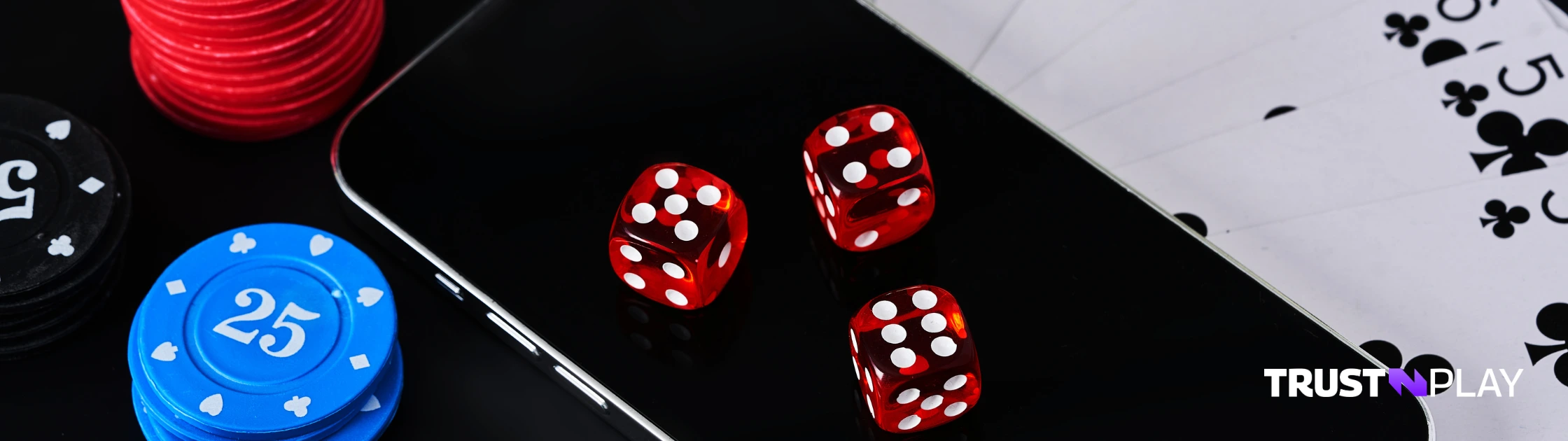 Online casino gambling on a mobile device.