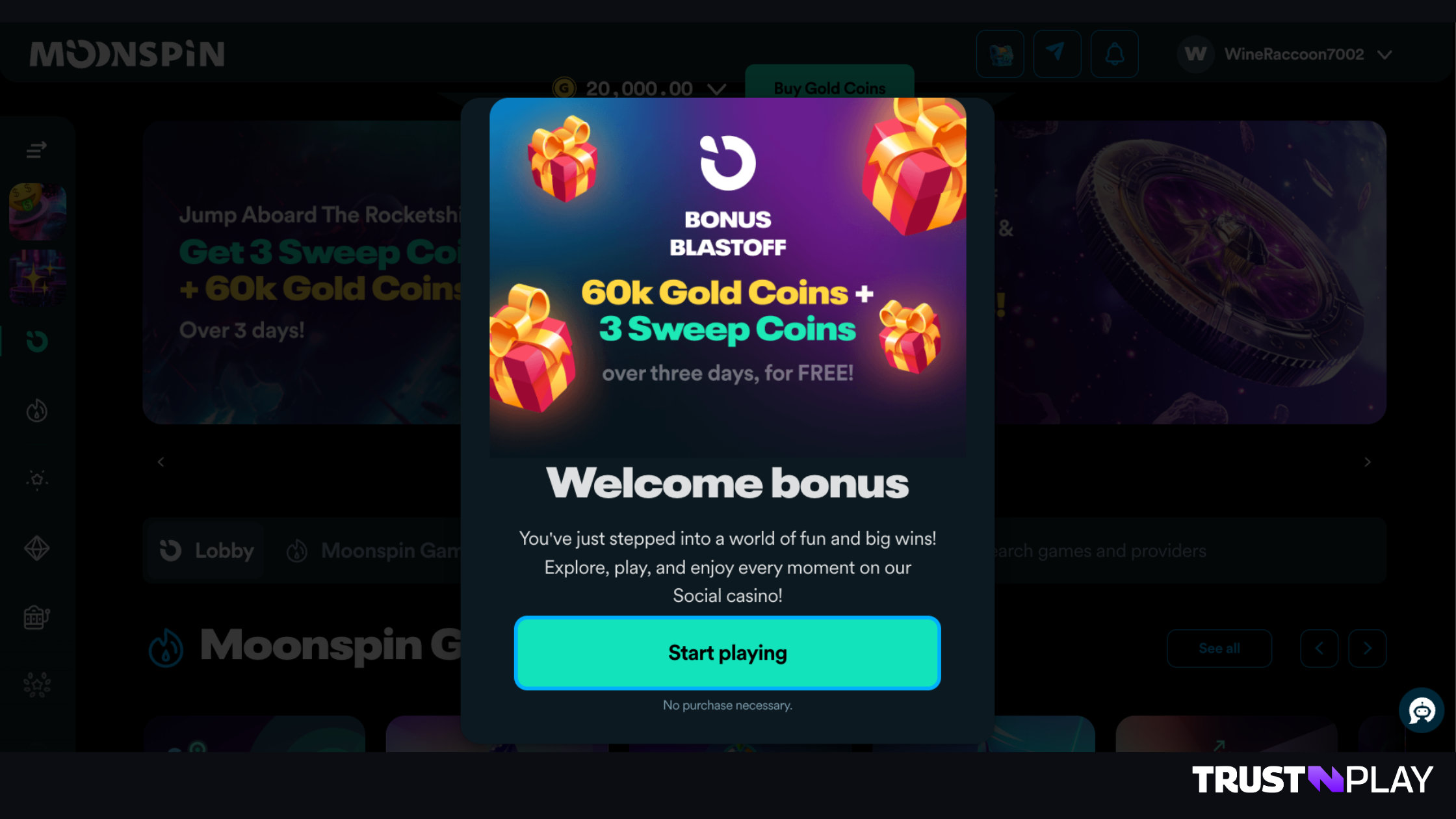 Moonspin Casino review Welcome bonus