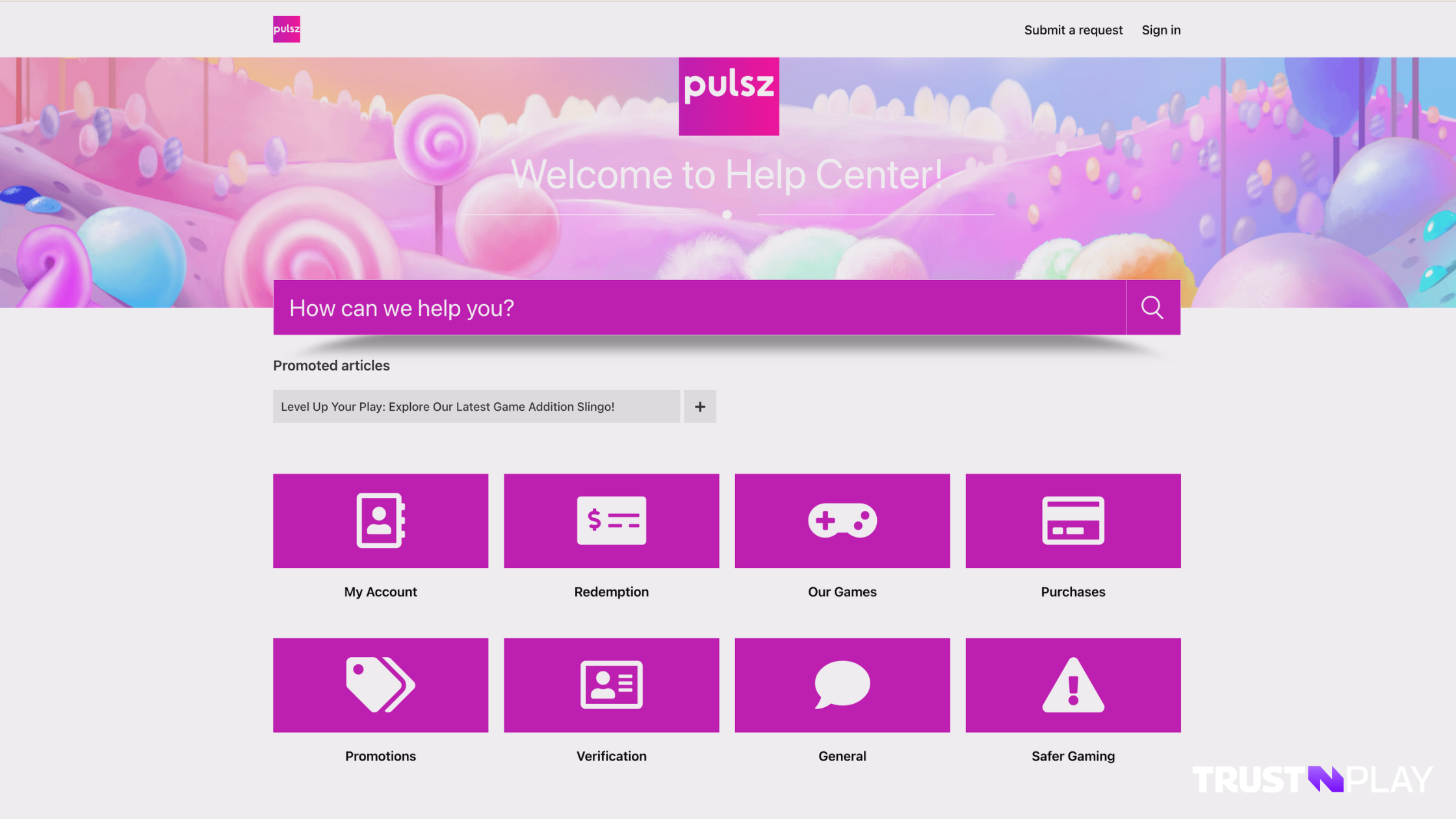 Pulsz Casino review Help Center promoted articles