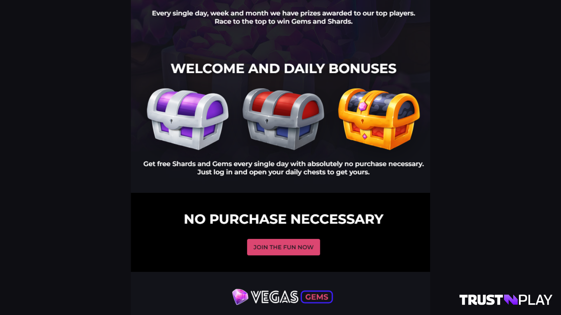 Vegas Gems Casino review Daily Treasure Chests