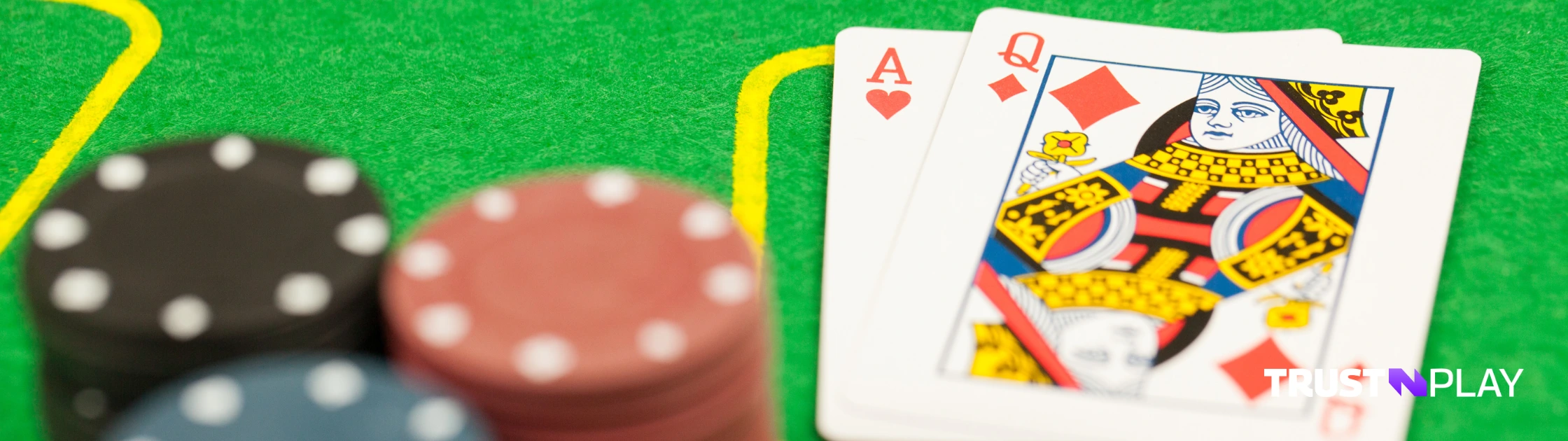 Cards faced up in a game of casino blackjack.