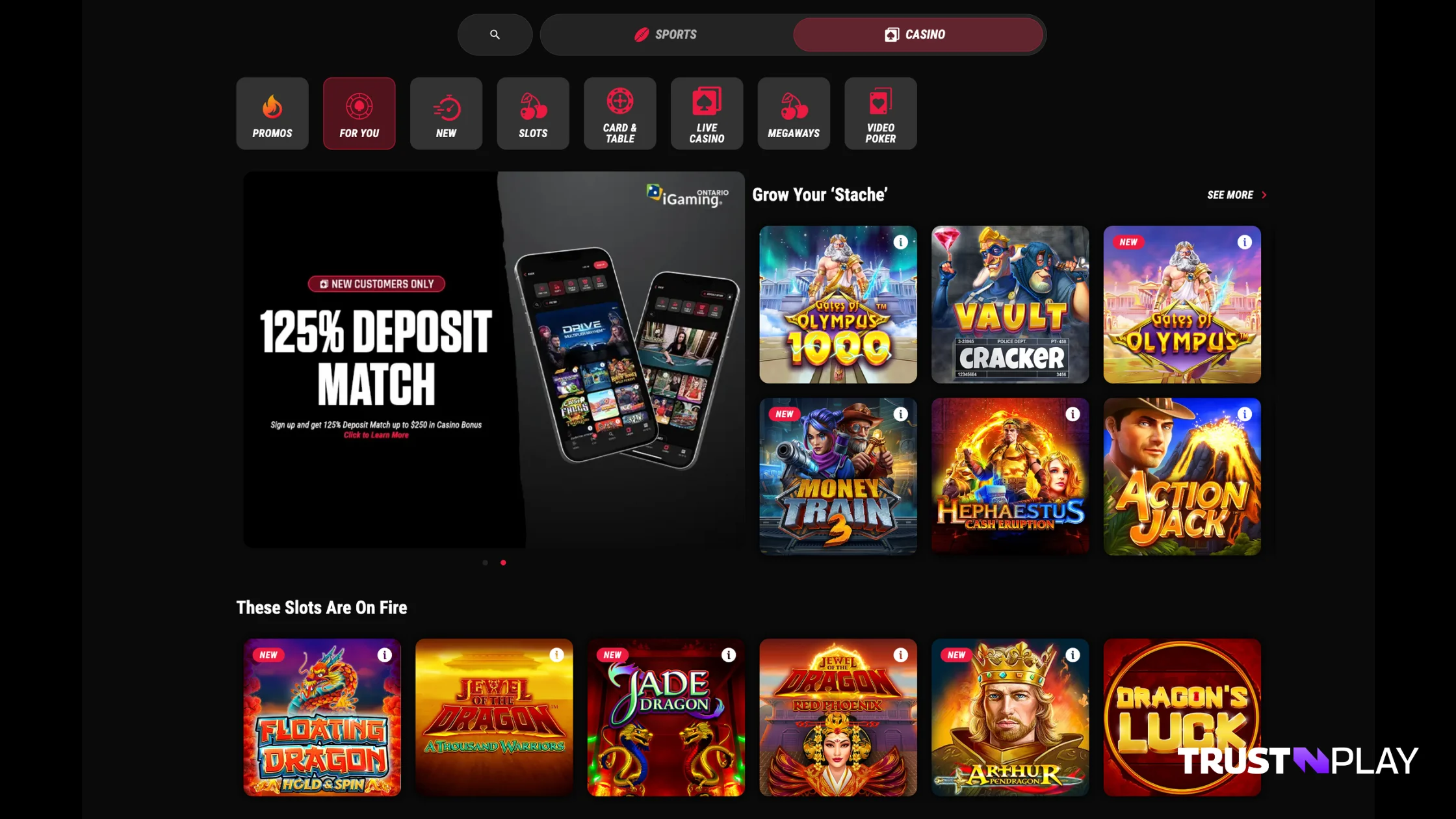 PointsBet Online Casino review Gaming Lobby