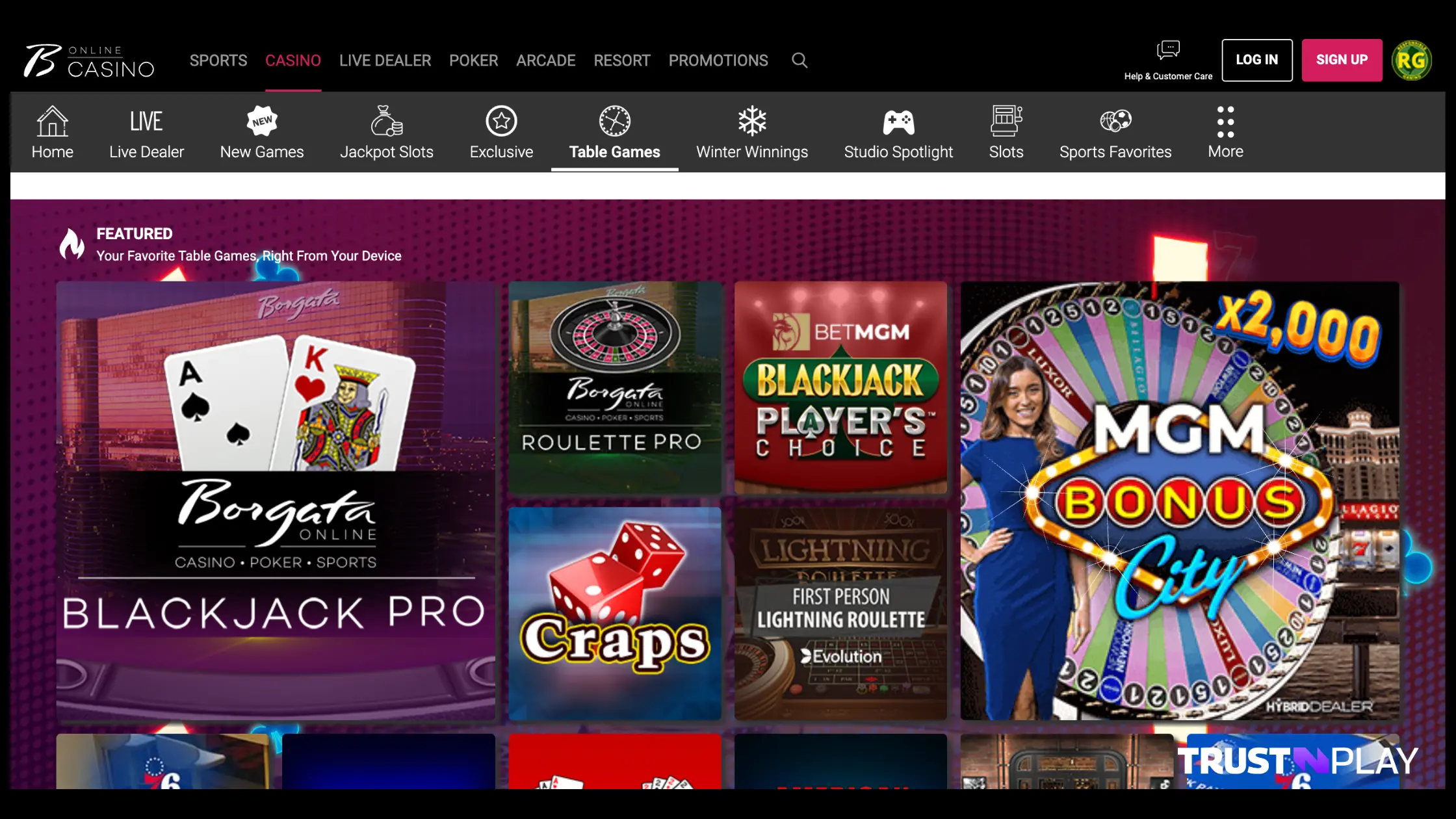 Borgata online casino website.