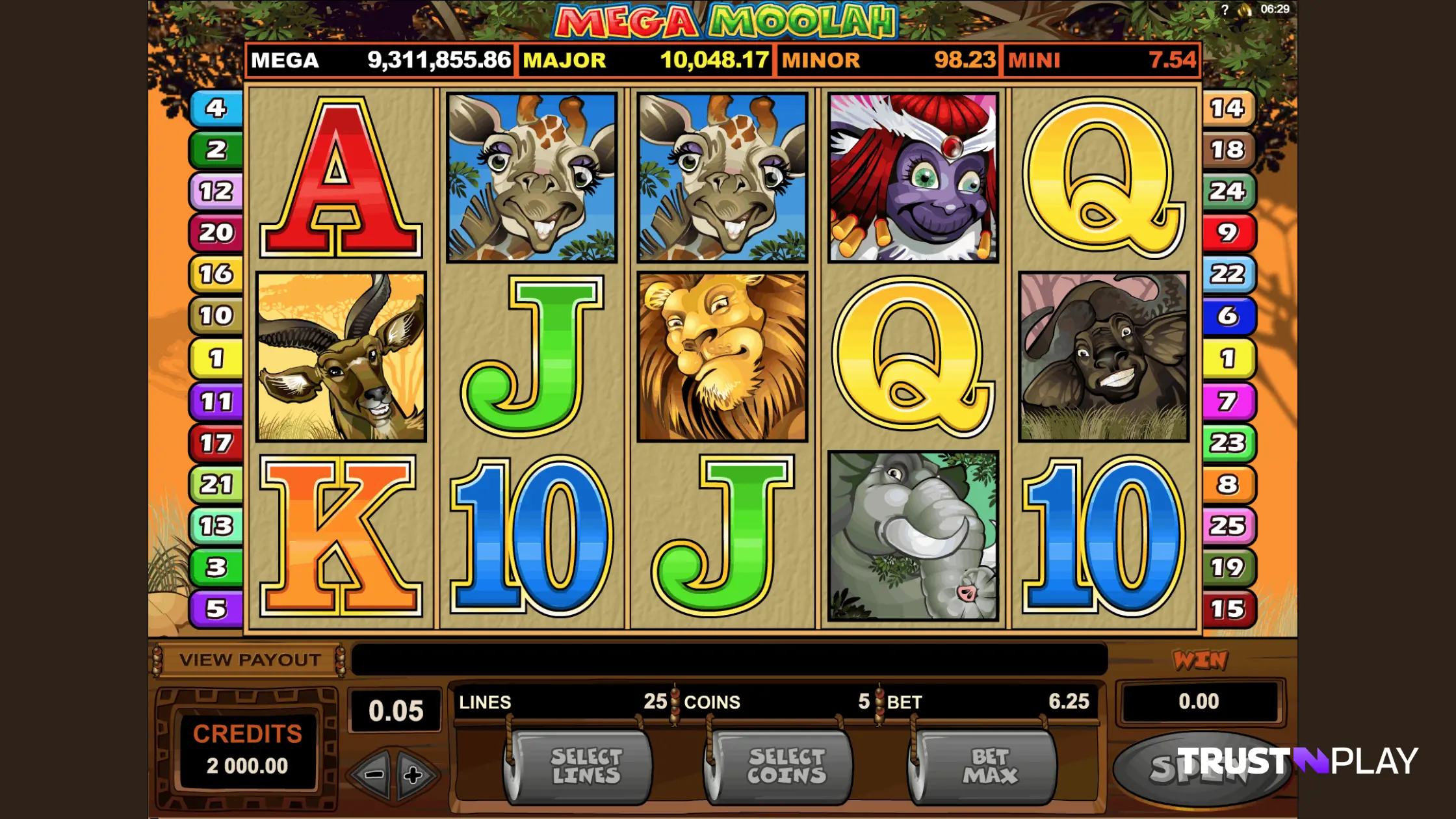 Mega Moolah Microgaming Online Slot Review Lines