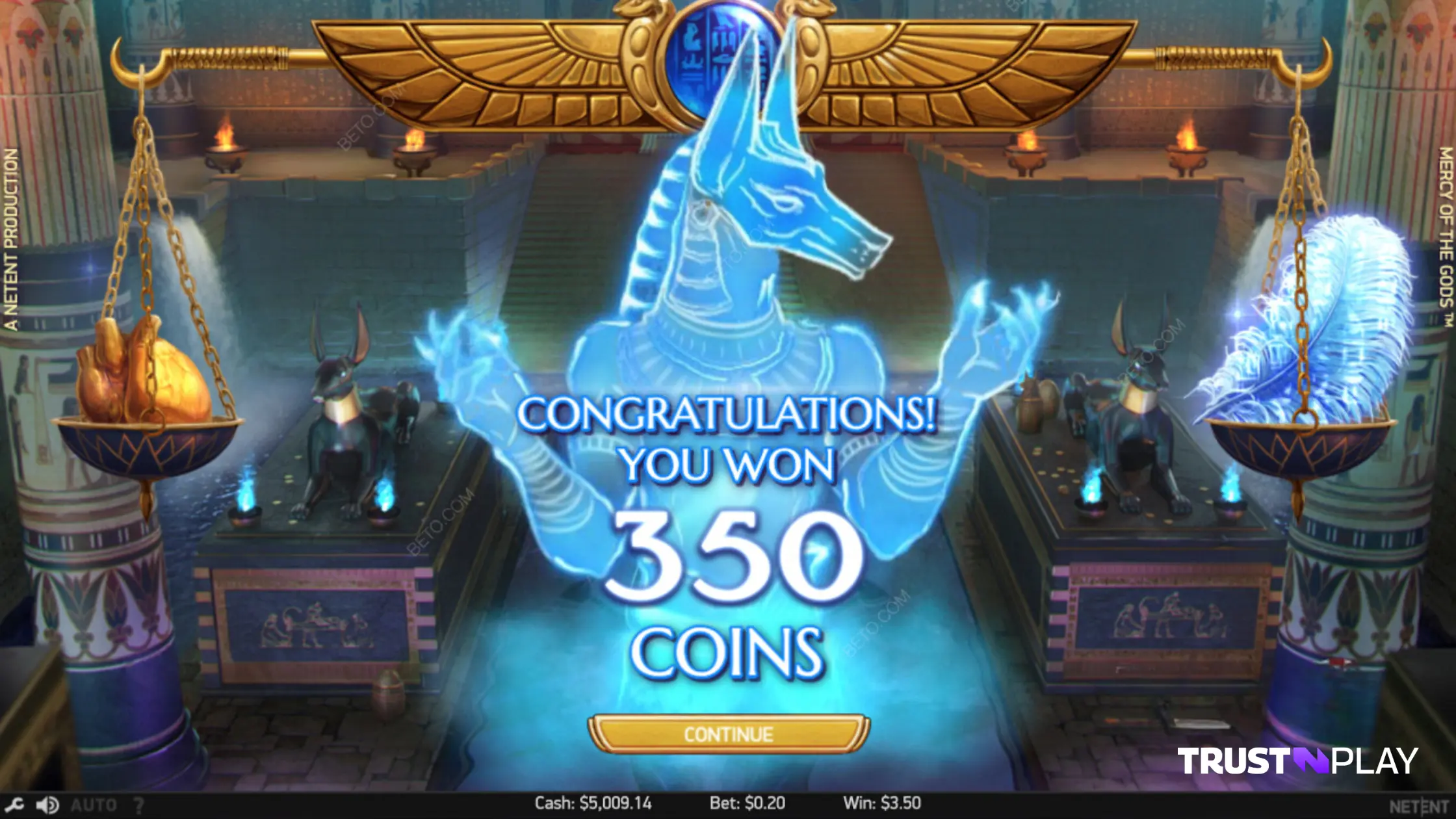 Mercy of the Gods NetEnt Online Slot Review 350 Won - Winning Bet