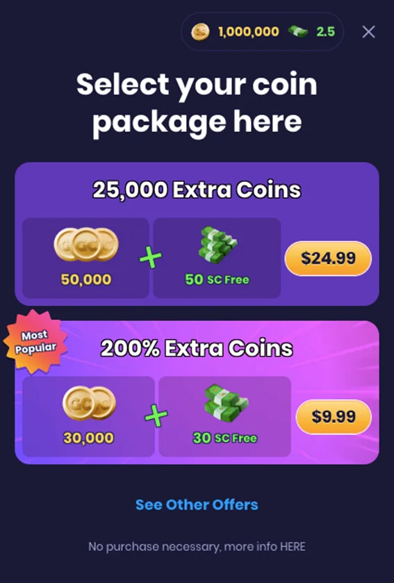 Spree Casino review First Coin Package